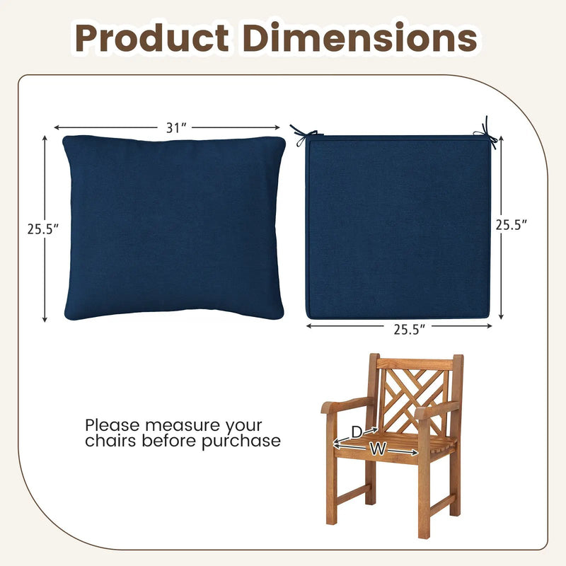 Deep Seat Chair Cushion Pads Set with Rope Belts for Indoor and Outdoor by DirectDeals