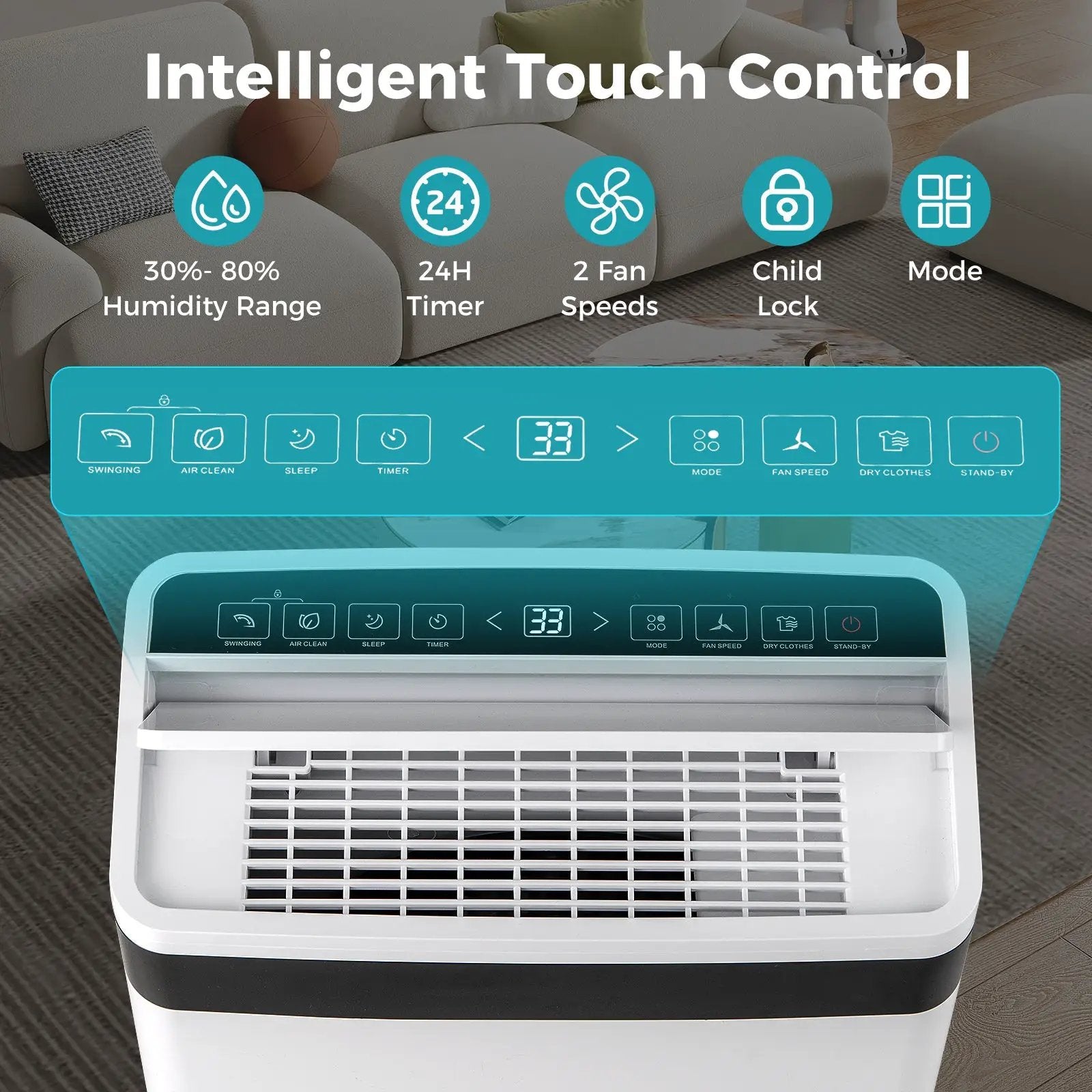 4500 Sq. Ft 57 Pint Dehumidifier for Home and Basement-White by DirectDeals