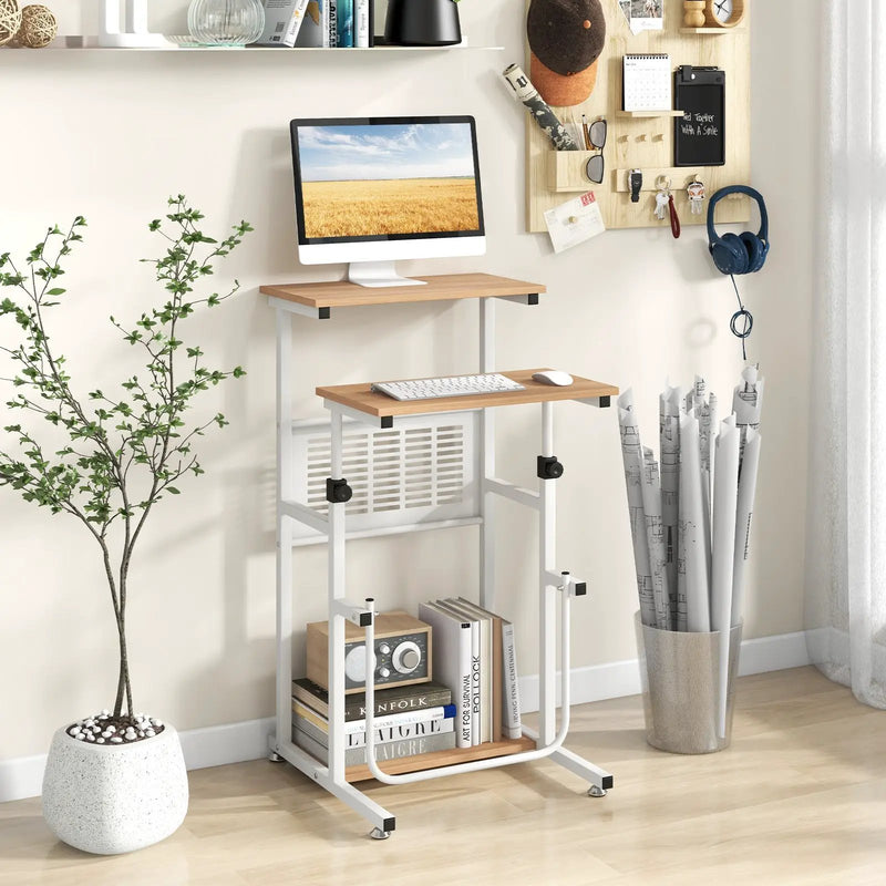 Standing Desk for Small Space Sit Stand Desk with Height Adjustable Desktop by DirectDeals