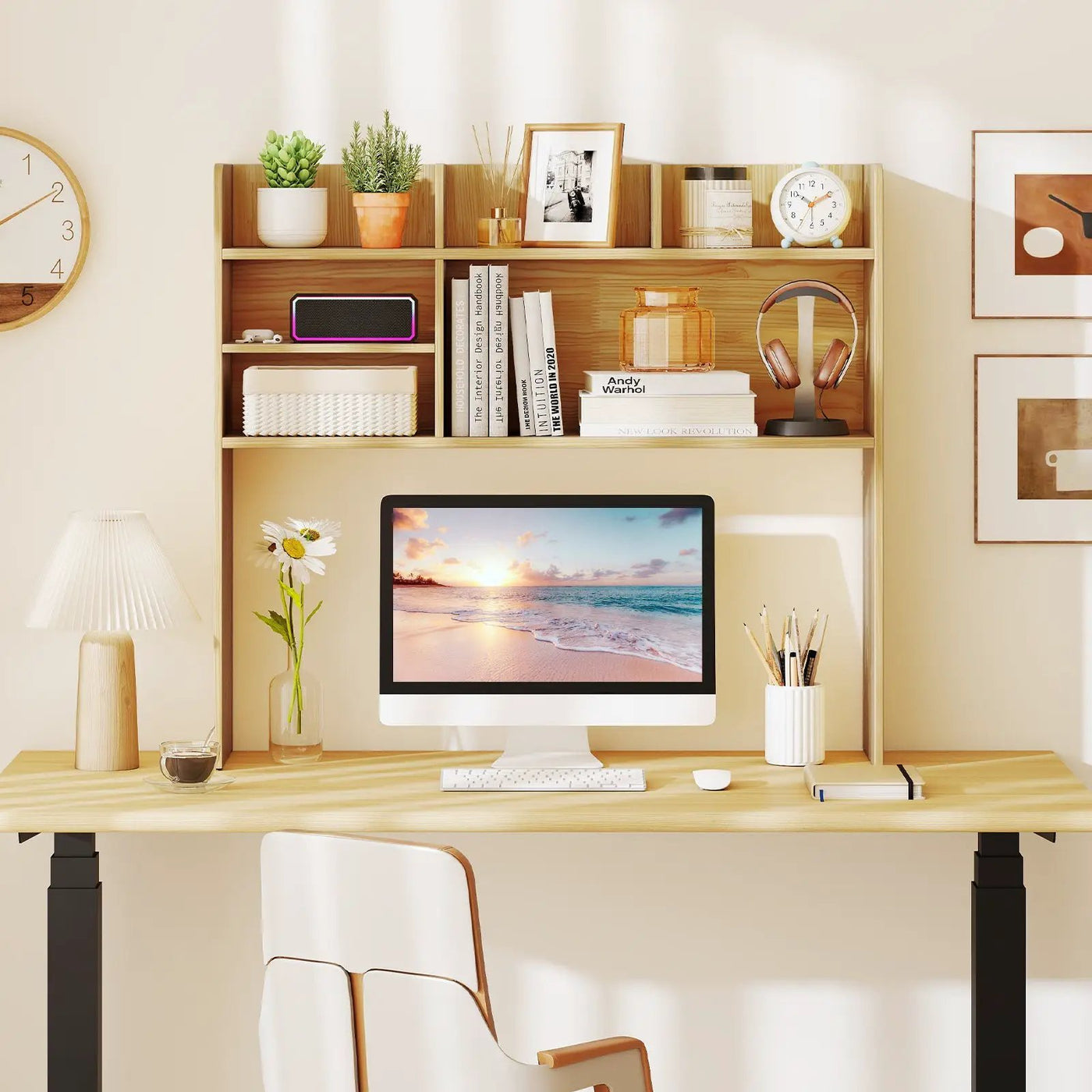 Desktop Bookshelf Countertop Storage Hutch with 6 Shelves by DirectDeals