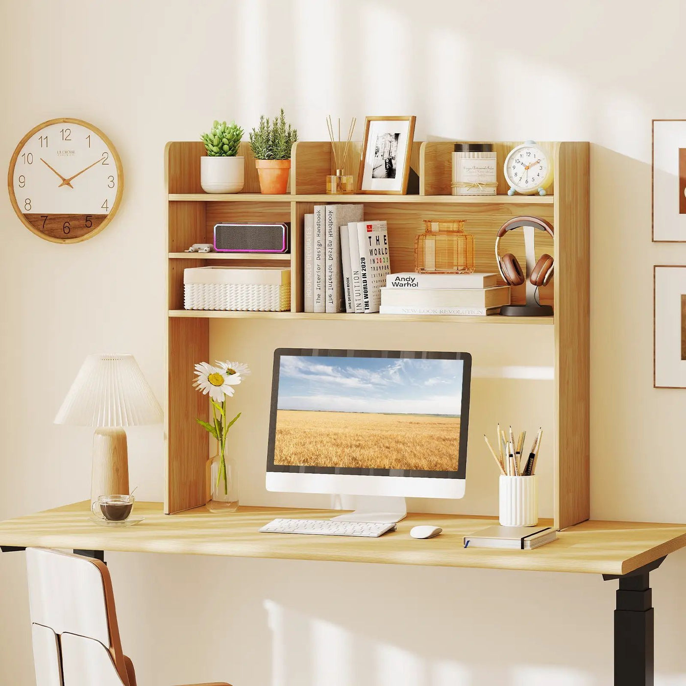 Desktop Bookshelf Countertop Storage Hutch with 6 Shelves by DirectDeals