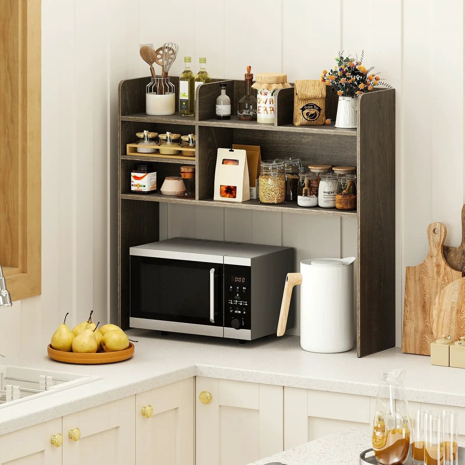 Desktop Bookshelf Countertop Storage Hutch with 6 Shelves by DirectDeals