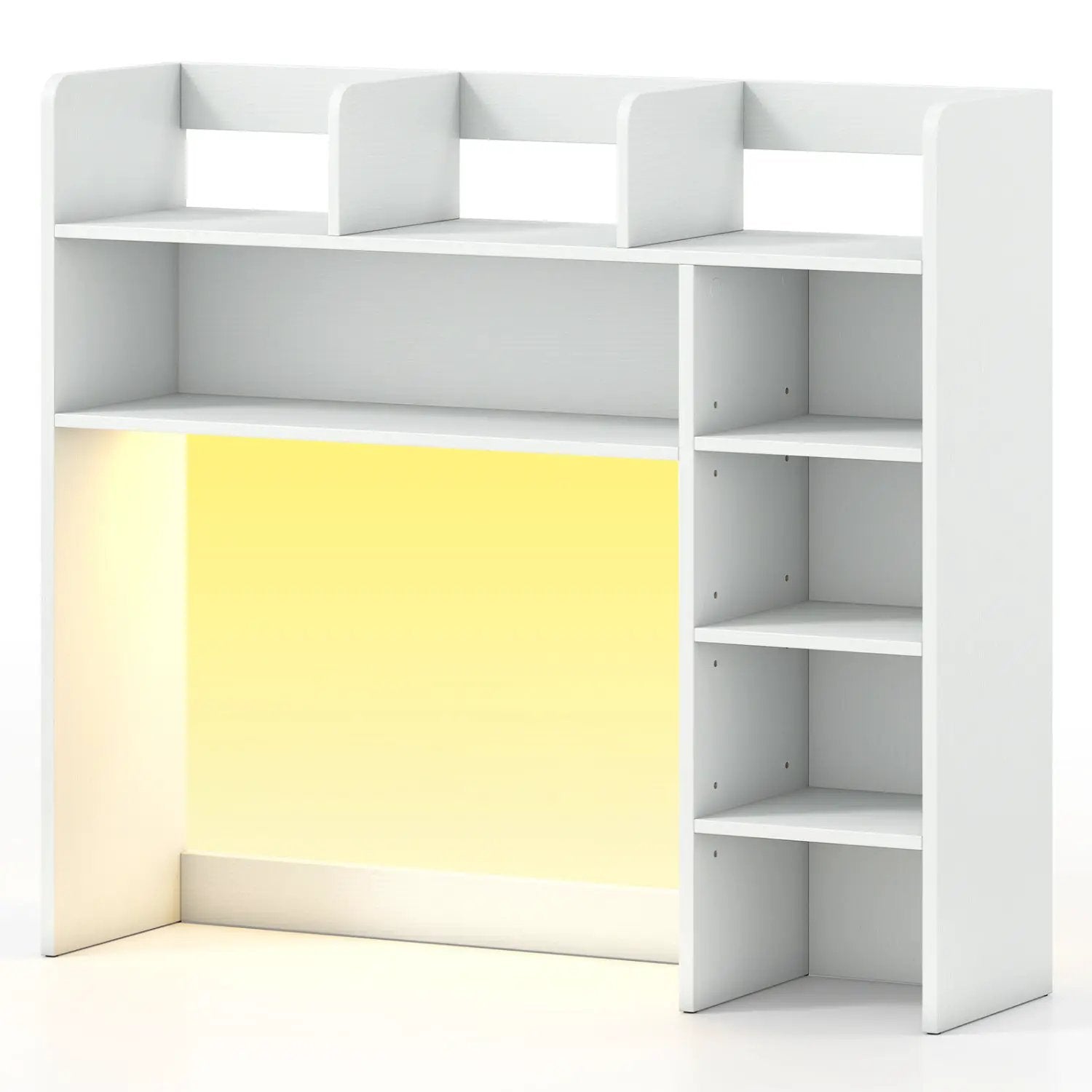 Desktop Bookshelf with LED Lights 35.5" Desk Hutch Organizer by DirectDeals