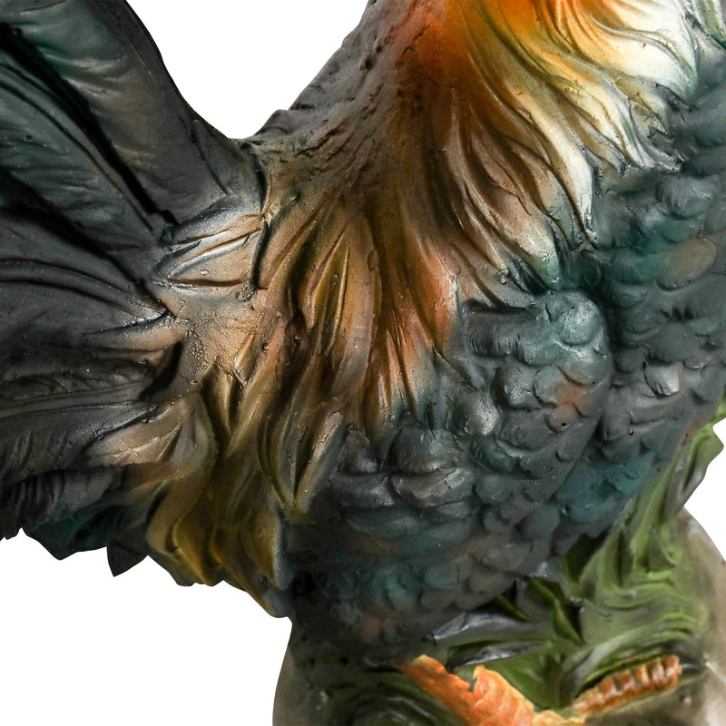 Concrete Rooster Statue Hand Painted Farmhouse 22 In, detail