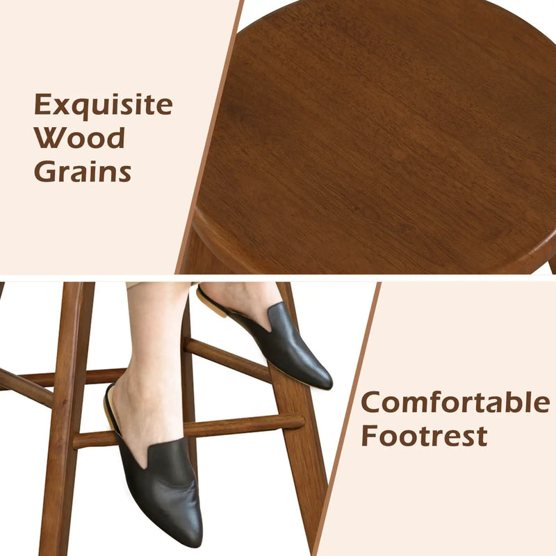 2 Set of 24.5 Inch Counter Height Bar Stool with Rubber Wood Frame by DirectDeals