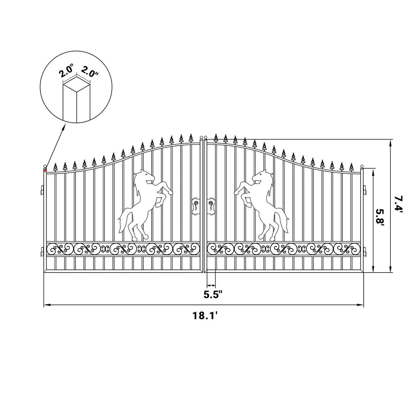 18x8 ft Steel Dual Swing Driveway Gate by Chery Industrial