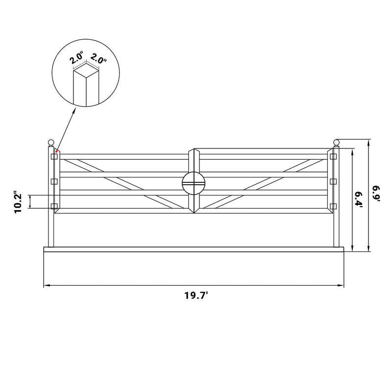 20 ft Farm Driveway Gate with Diagonal Tubes, Dual Swing by Chery Industrial