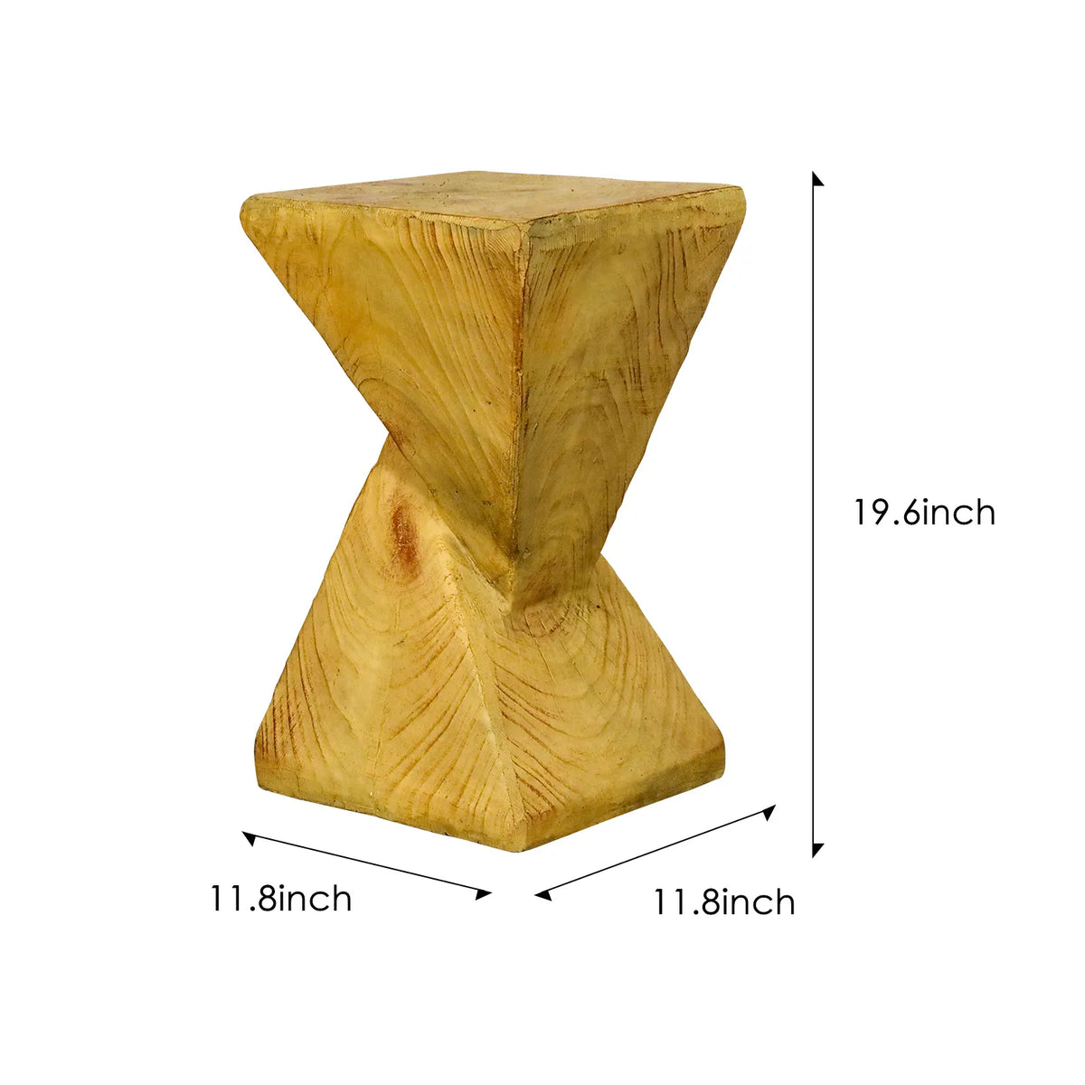 Concrete Outdoor Side Tables Twisted Pyramid 19 Inch, dimensions drawing
