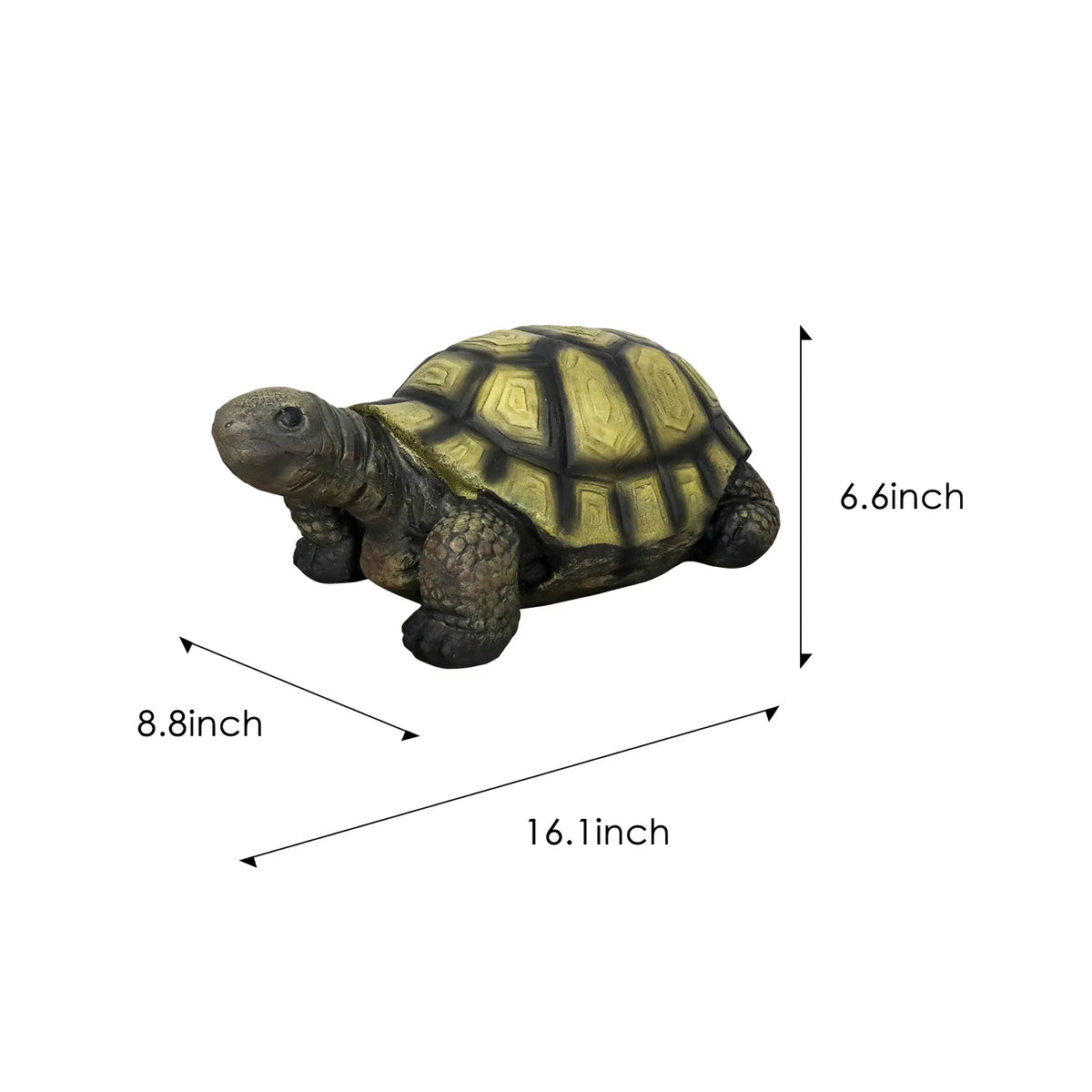 Concrete Turtle Garden Statues Painted Shell 16 Inch, dimensions drawing