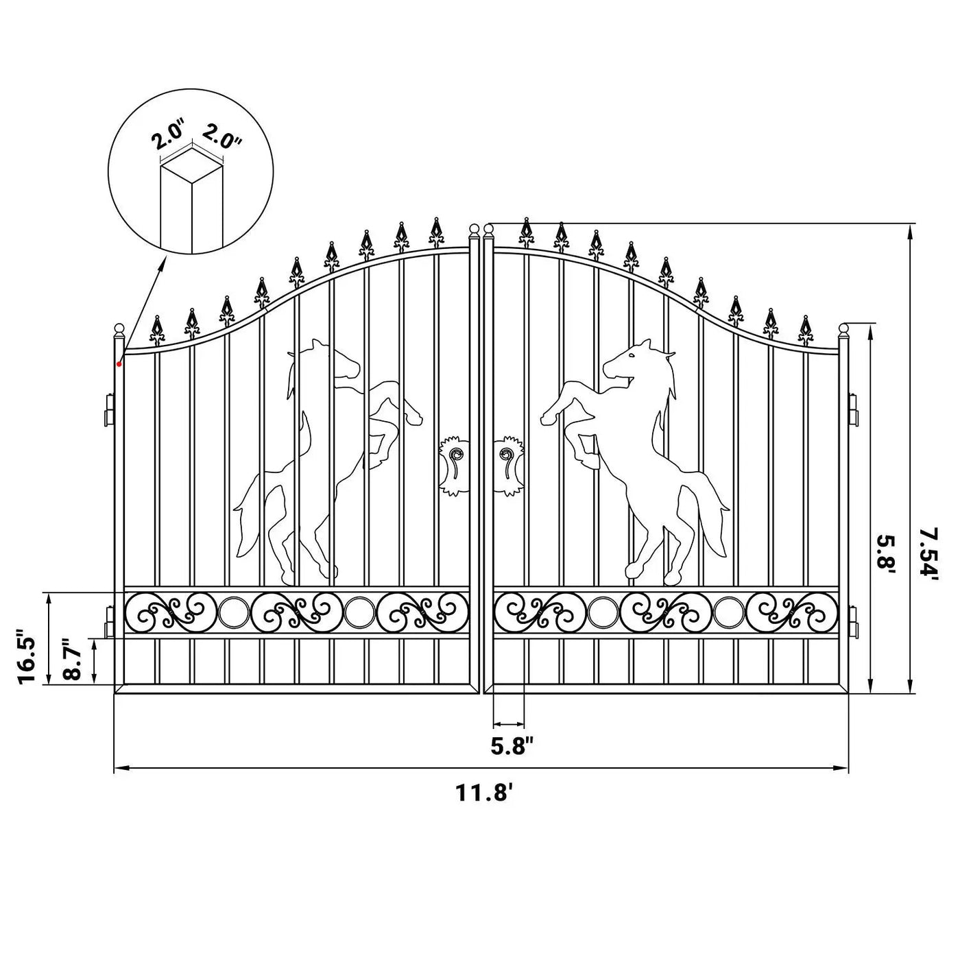 12x8 ft Dual Swing Driveway Steel Gate by Chery Industrial