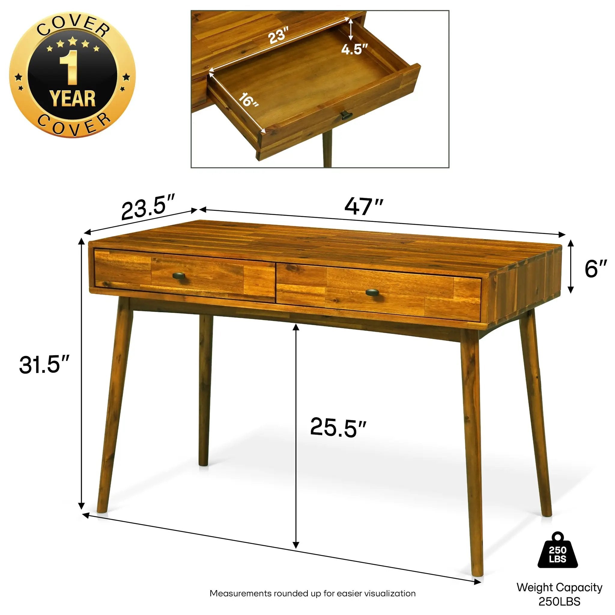 Lagom 48 Inches Solid Wood Desk by Megsu