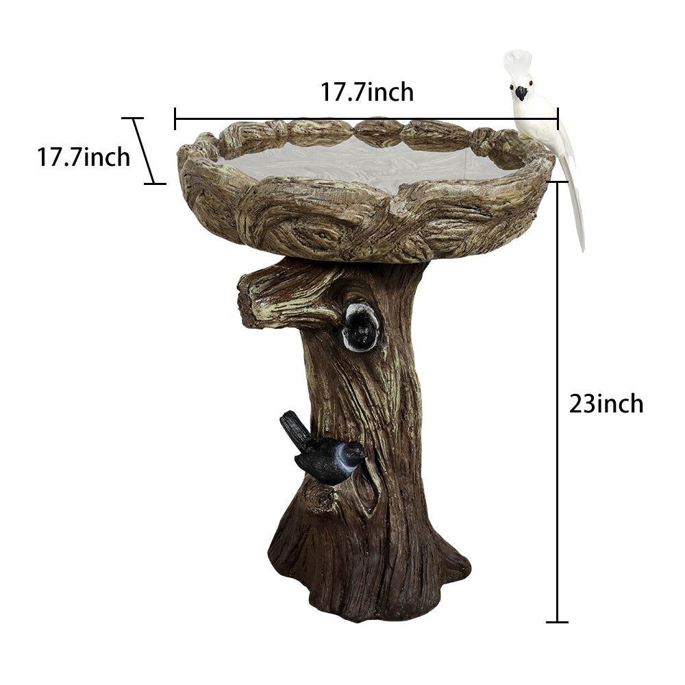 Concrete Tree Stump Bird Bath Log and Knot 23 Inch, dimensions drawing