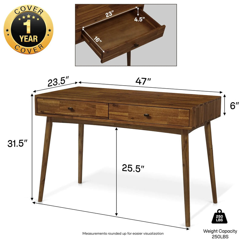 Lagom 48 Inches Solid Wood Desk by Megsu