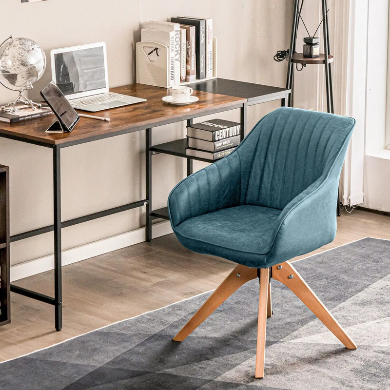 Modern Leathaire Set of 2 Swivel Accent Chair with Beech Wood Legs by DirectDeals
