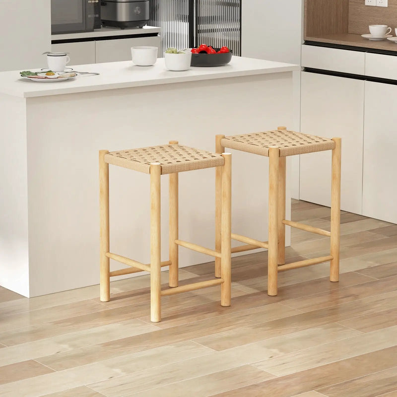 26 Inch Dining Bar Stool Set of 2-Natural by DirectDeals