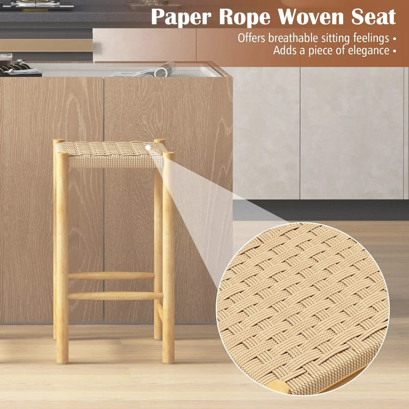 26 Inch Dining Bar Stool Set of 2-Natural by DirectDeals