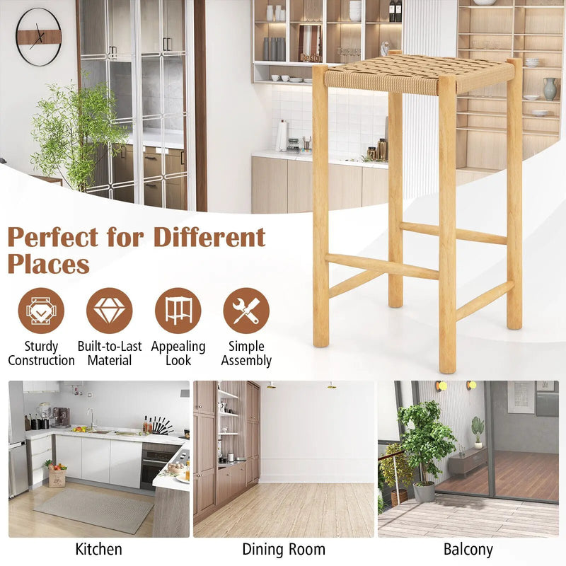 26 Inch Dining Bar Stool Set of 2-Natural by DirectDeals