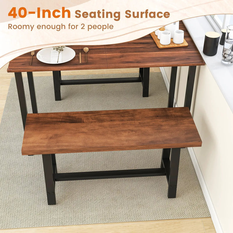 40 Inch Dining Bench 2 Person Entryway Shoe Bench with Metal Frame by DirectDeals