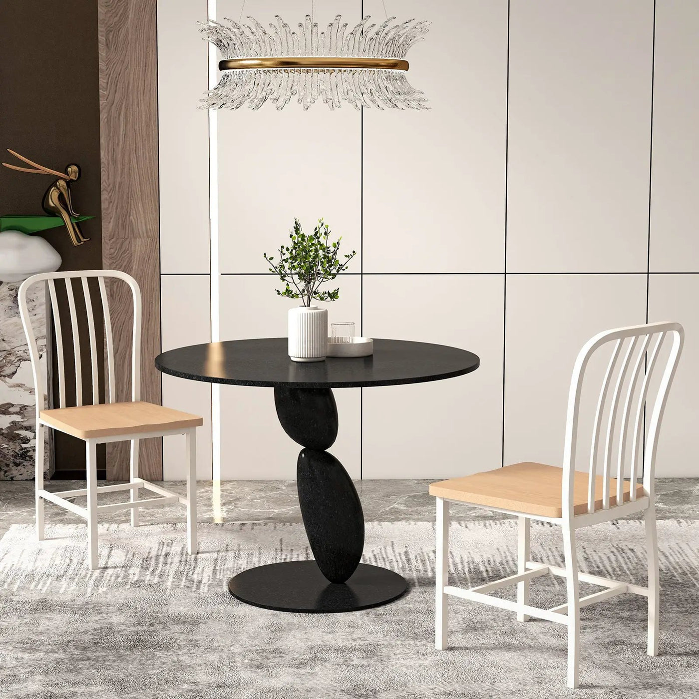 Armless Spindle Back Dining Chair Set of 2 with Ergonomic Seat by DirectDeals