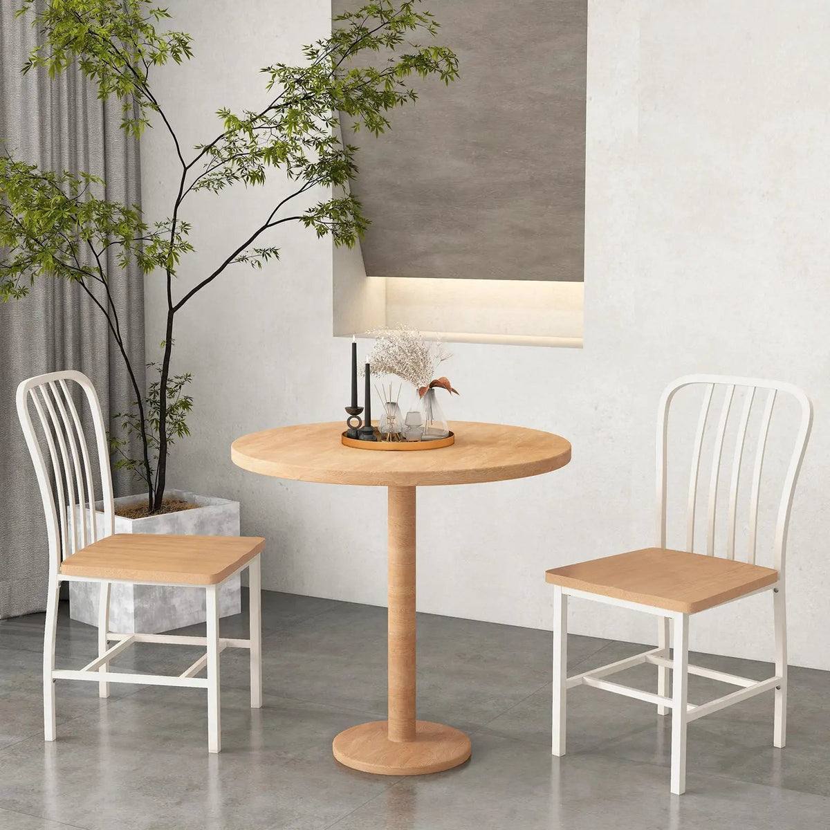 Armless Spindle Back Dining Chair Set of 2 with Ergonomic Seat by DirectDeals