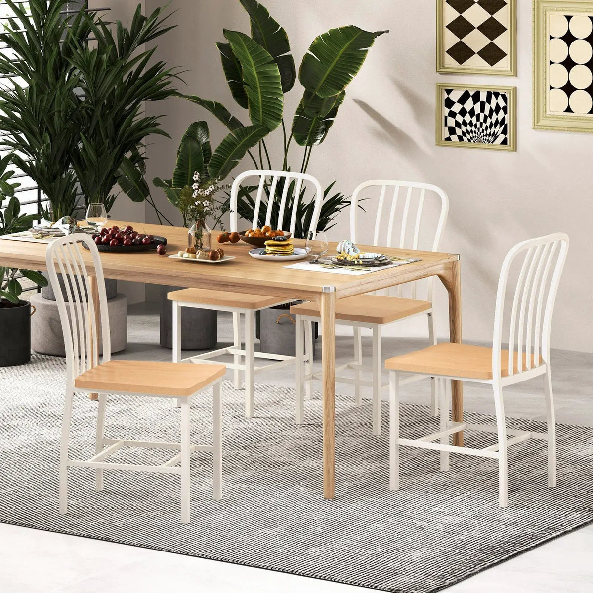 Armless Spindle Back Dining Chair Set of 2 with Ergonomic Seat by DirectDeals