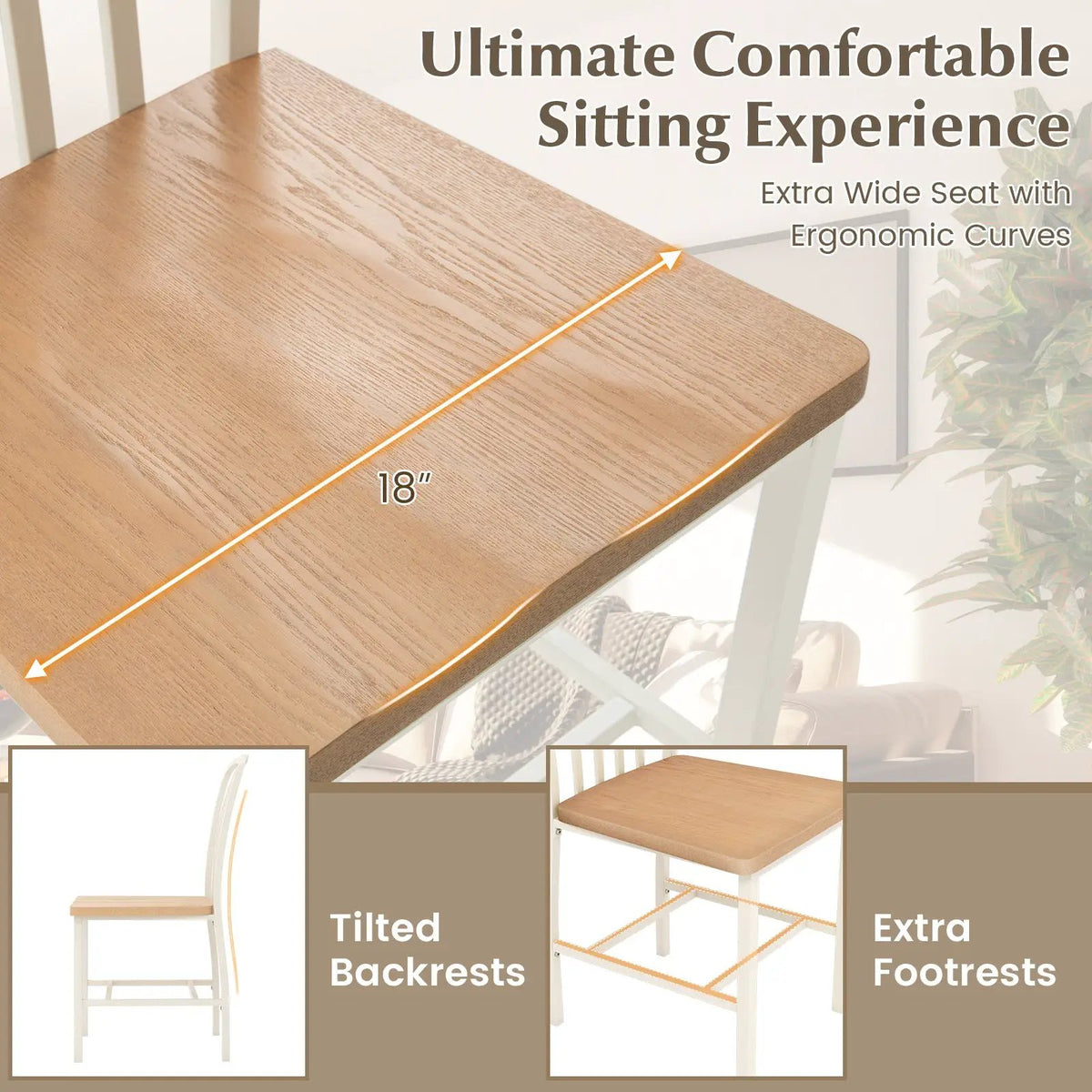 Armless Spindle Back Dining Chair Set of 2 with Ergonomic Seat by DirectDeals