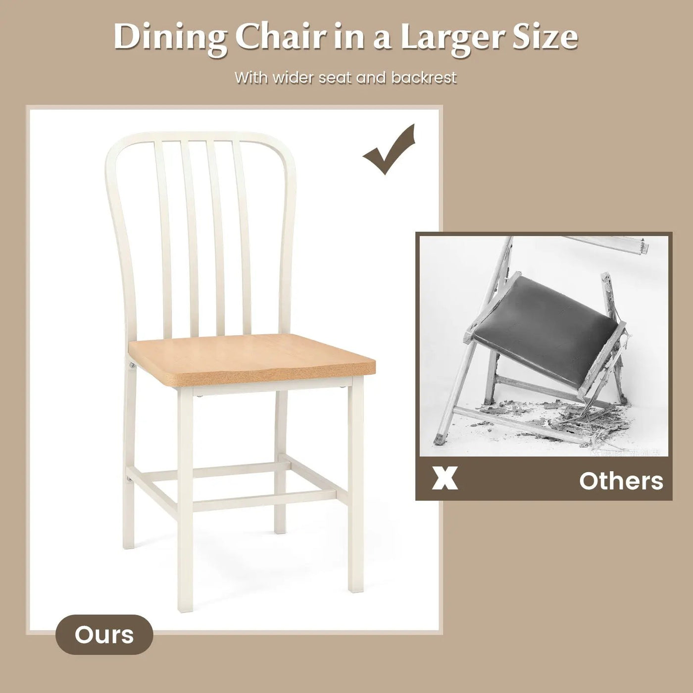 Armless Spindle Back Dining Chair Set of 2 with Ergonomic Seat by DirectDeals