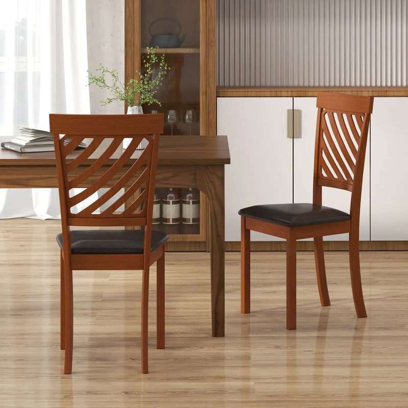 Dining Chair Set of 2 with Rubber Wood Legs and Ergonomic Back for Dining Room-Walnut by DirectDeals