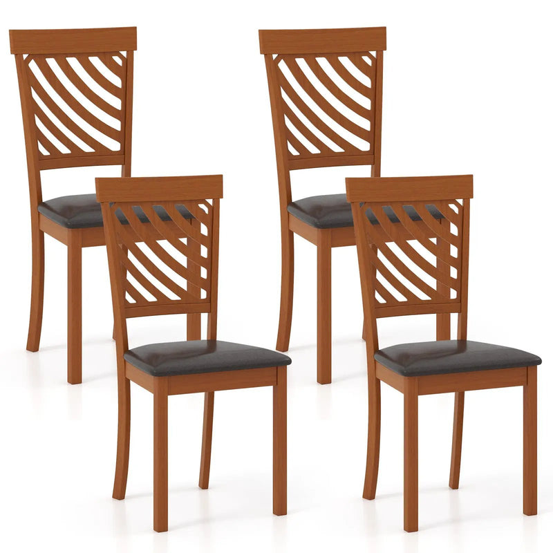 Dining Chair Set of 2 with Rubber Wood Legs and Ergonomic Back for Dining Room-Walnut by DirectDeals