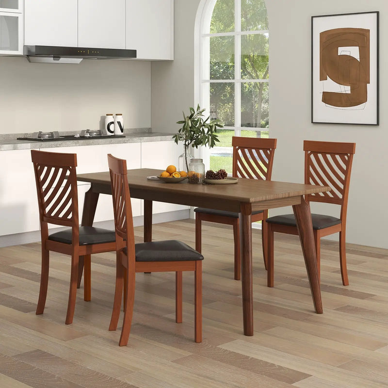 Dining Chair Set of 2 with Rubber Wood Legs and Ergonomic Back for Dining Room-Walnut by DirectDeals