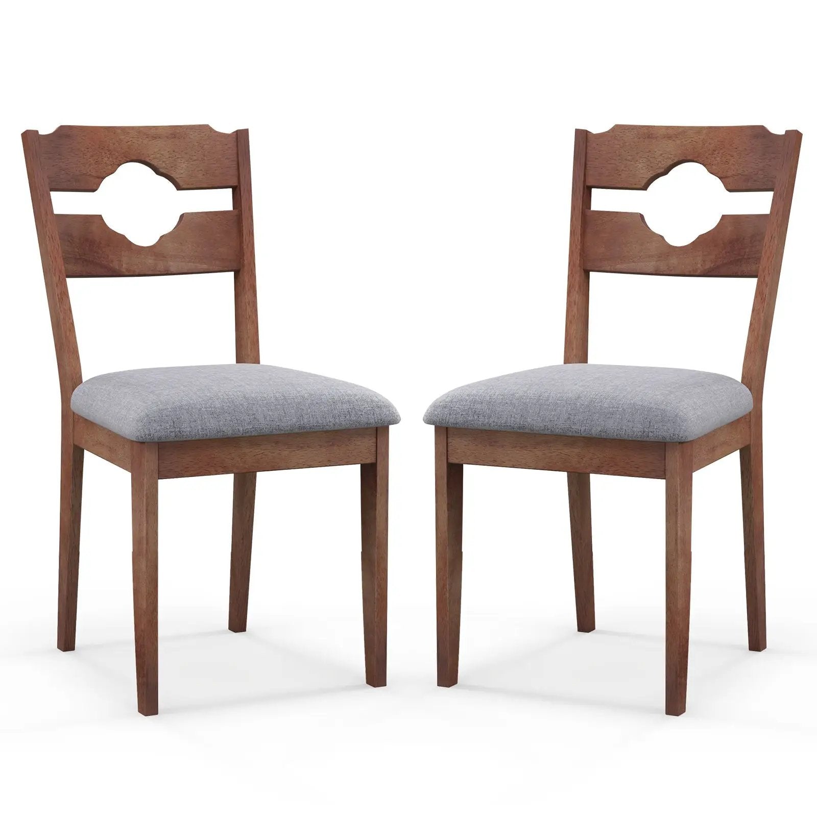 Dining Chair Set of 2 Fabric Upholstered Kitchen Chairs with Padded Seat and High Back-Gray by DirectDeals