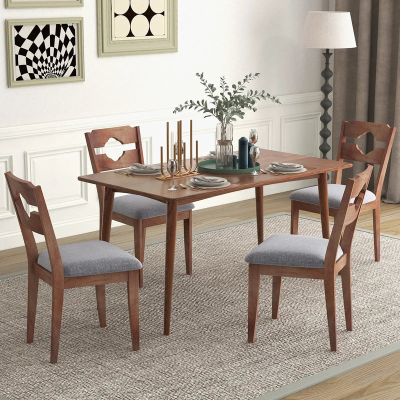 Dining Chair Set of 2 Fabric Upholstered Kitchen Chairs with Padded Seat and High Back-Gray by DirectDeals