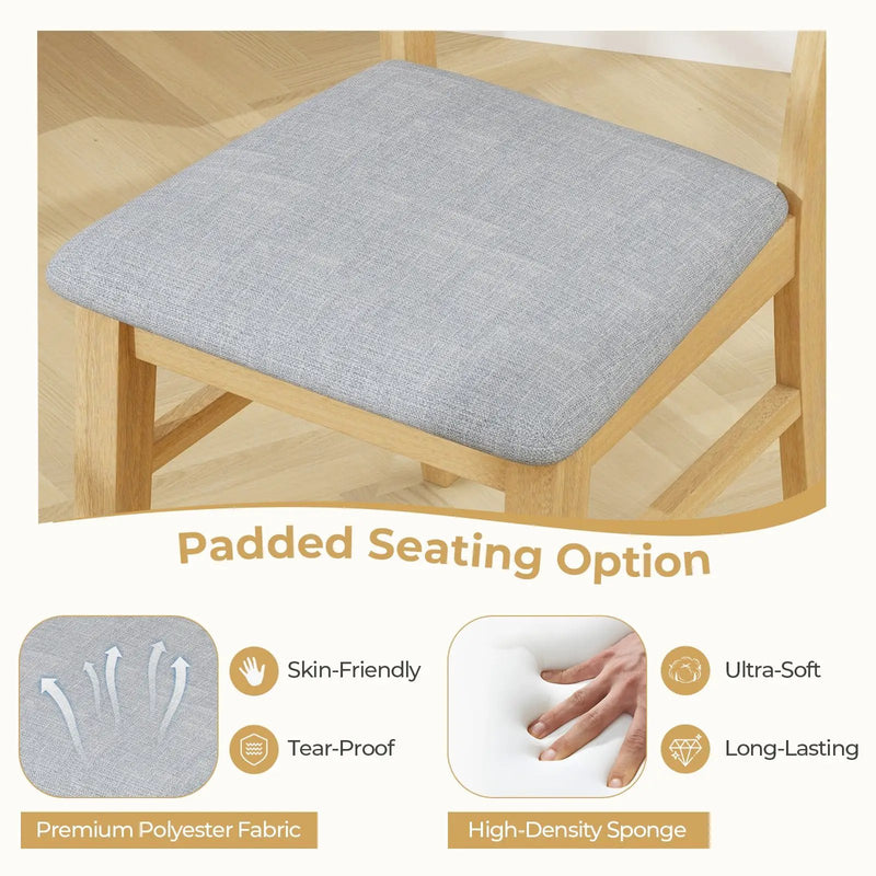 Dining Chair Set of 2 Linen Fabric Upholstered Kitchen Chairs with Padded Seat-Natural by DirectDeals