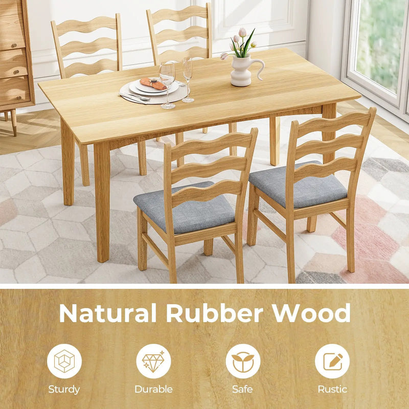 Dining Chair Set of 2 Linen Fabric Upholstered Kitchen Chairs with Padded Seat-Natural by DirectDeals