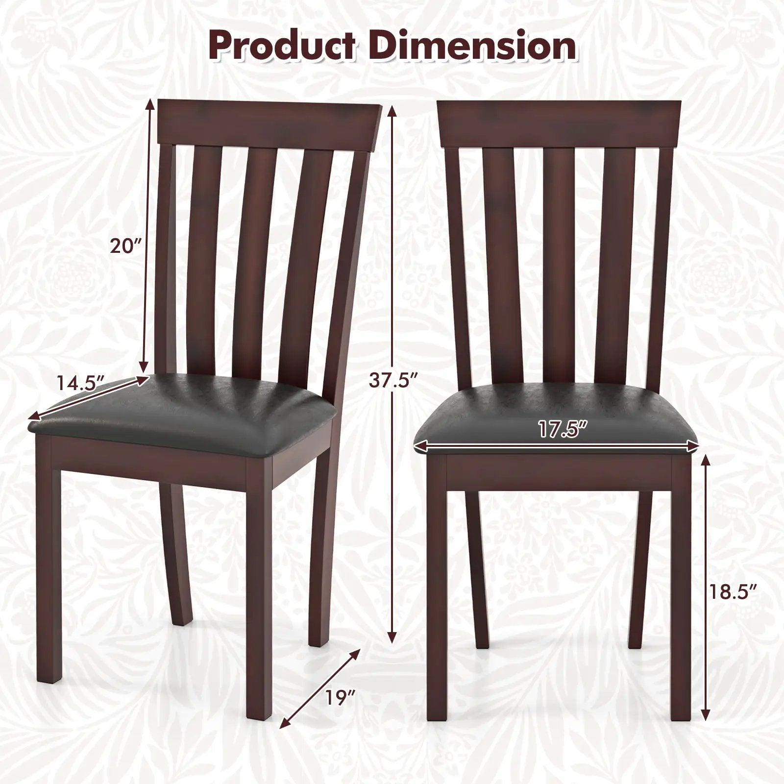 Dining Chair Set of 2 Upholstered Wooden Kitchen Chairs with Padded Seat and Rubber Wood Frame by DirectDeals