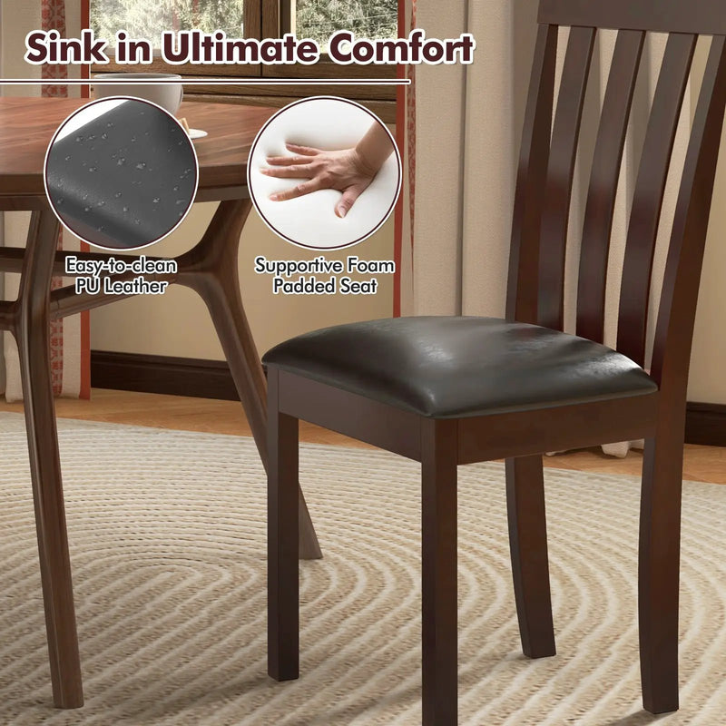 Dining Chair Set of 2 Upholstered Wooden Kitchen Chairs with Padded Seat and Rubber Wood Frame by DirectDeals