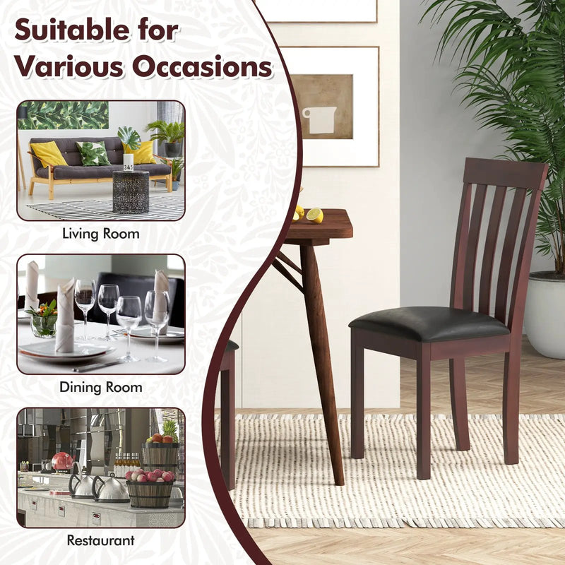 Dining Chair Set of 2 Upholstered Wooden Kitchen Chairs with Padded Seat and Rubber Wood Frame by DirectDeals