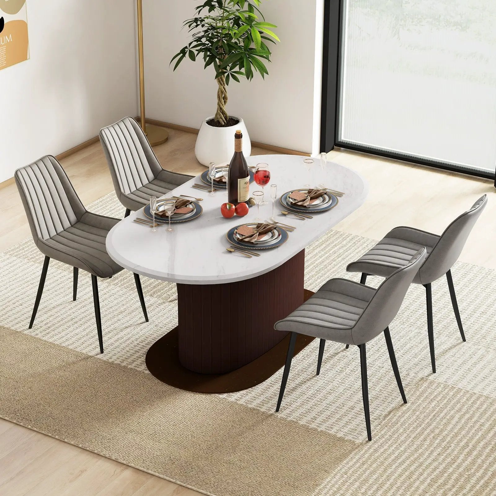 Faux-Leather Fabric Dining Chair Set of 2 with Metal Legs and Padded Seat by DirectDeals