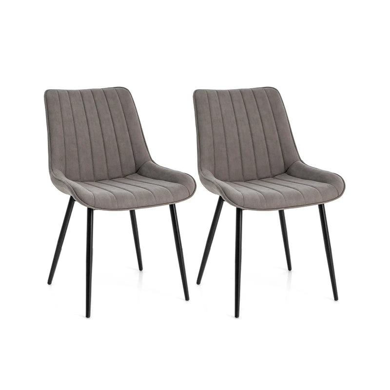Faux-Leather Fabric Dining Chair Set of 2 with Metal Legs and Padded Seat by DirectDeals
