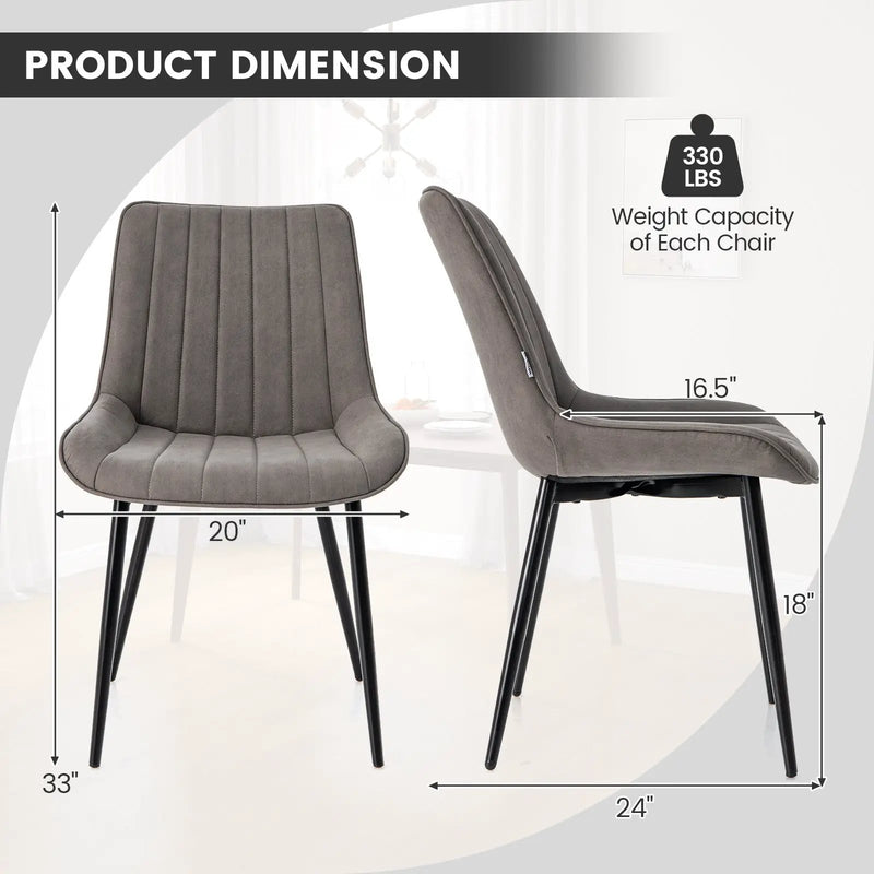 Faux-Leather Fabric Dining Chair Set of 2 with Metal Legs and Padded Seat by DirectDeals