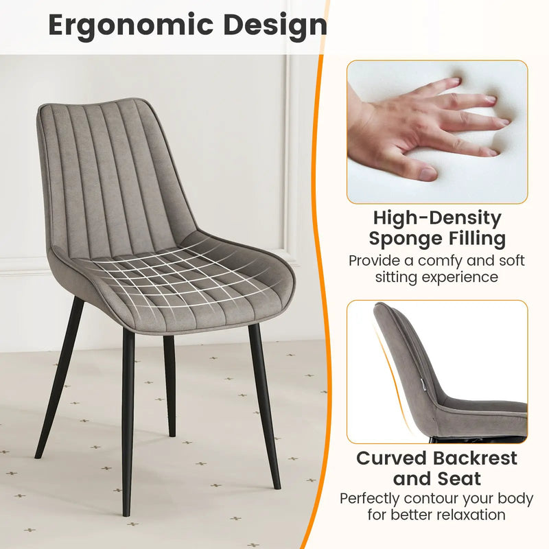 Faux-Leather Fabric Dining Chair Set of 2 with Metal Legs and Padded Seat by DirectDeals
