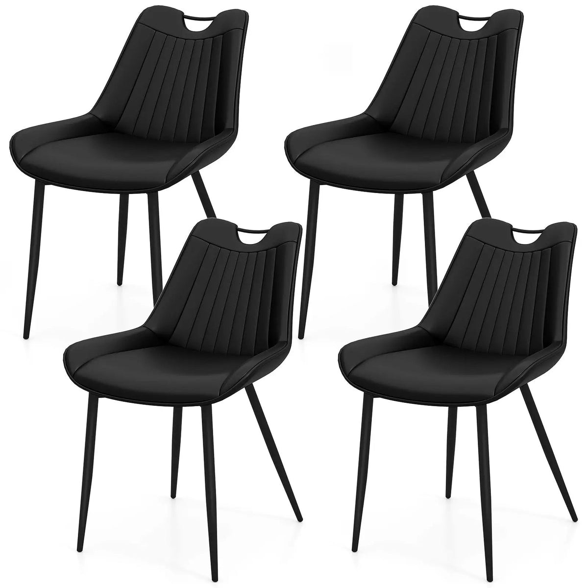 Dining Chair Set of 4 Faux Leather Upholstered Kitchen Chairs with Metal Legs by DirectDeals