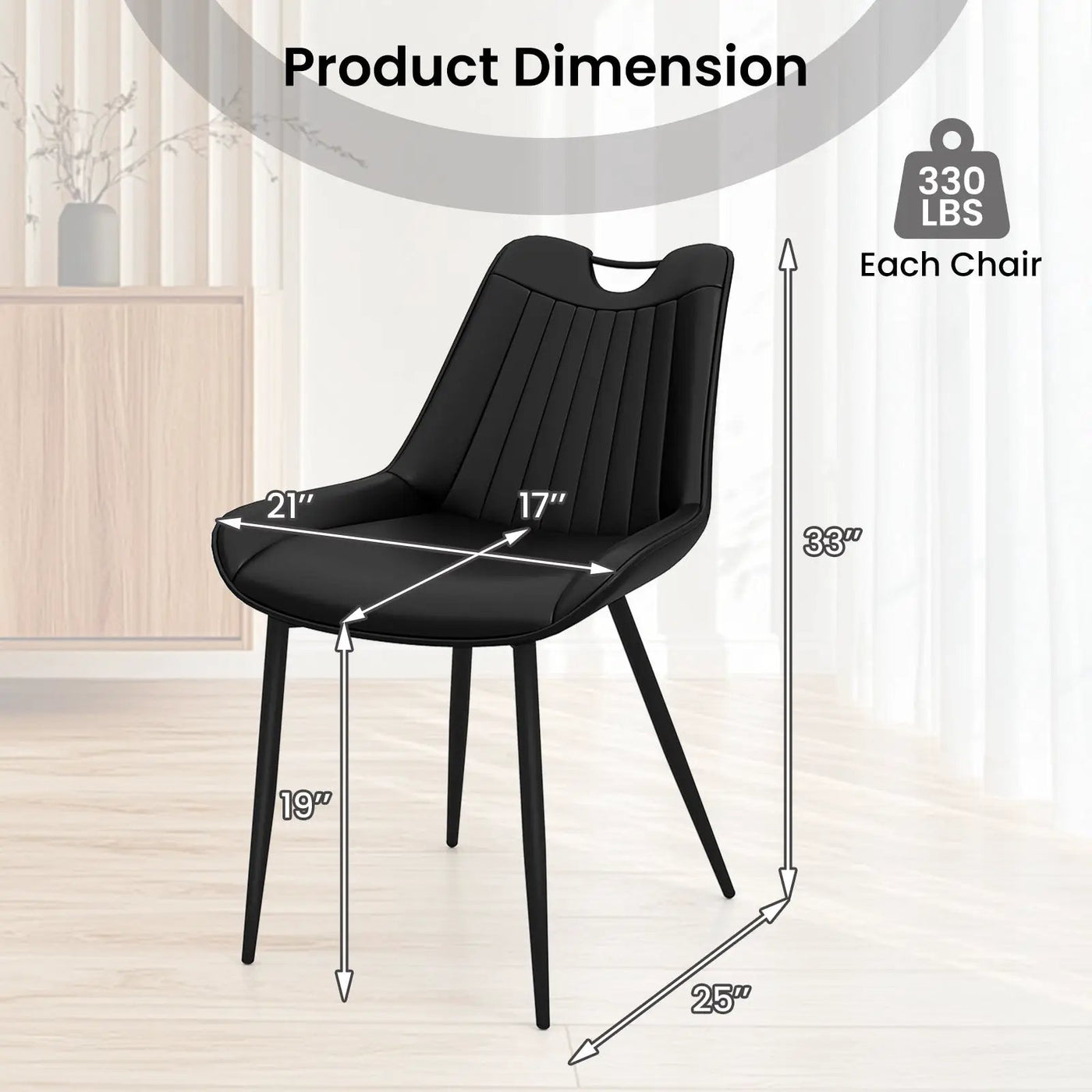 Dining Chair Set of 4 Faux Leather Upholstered Kitchen Chairs with Metal Legs by DirectDeals