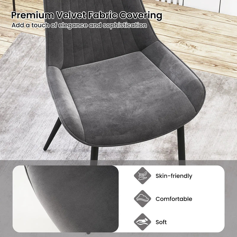 Dining Chair Set of 4 Faux Leather Upholstered Kitchen Chairs with Metal Legs by DirectDeals