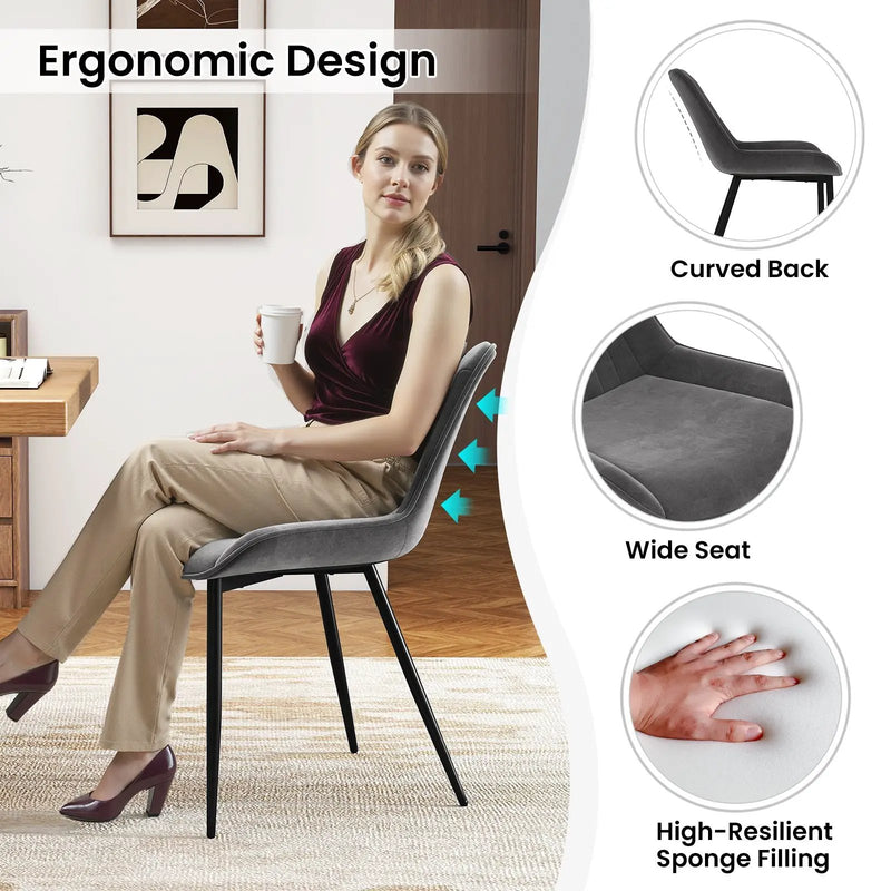 Dining Chair Set of 4 Faux Leather Upholstered Kitchen Chairs with Metal Legs by DirectDeals