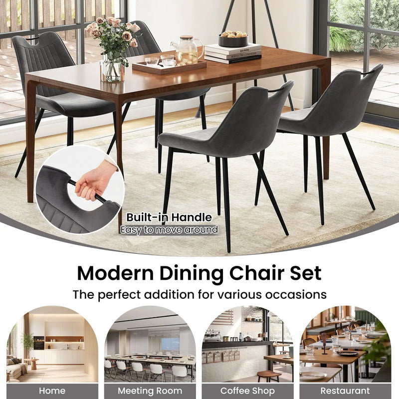Dining Chair Set of 4 Faux Leather Upholstered Kitchen Chairs with Metal Legs by DirectDeals