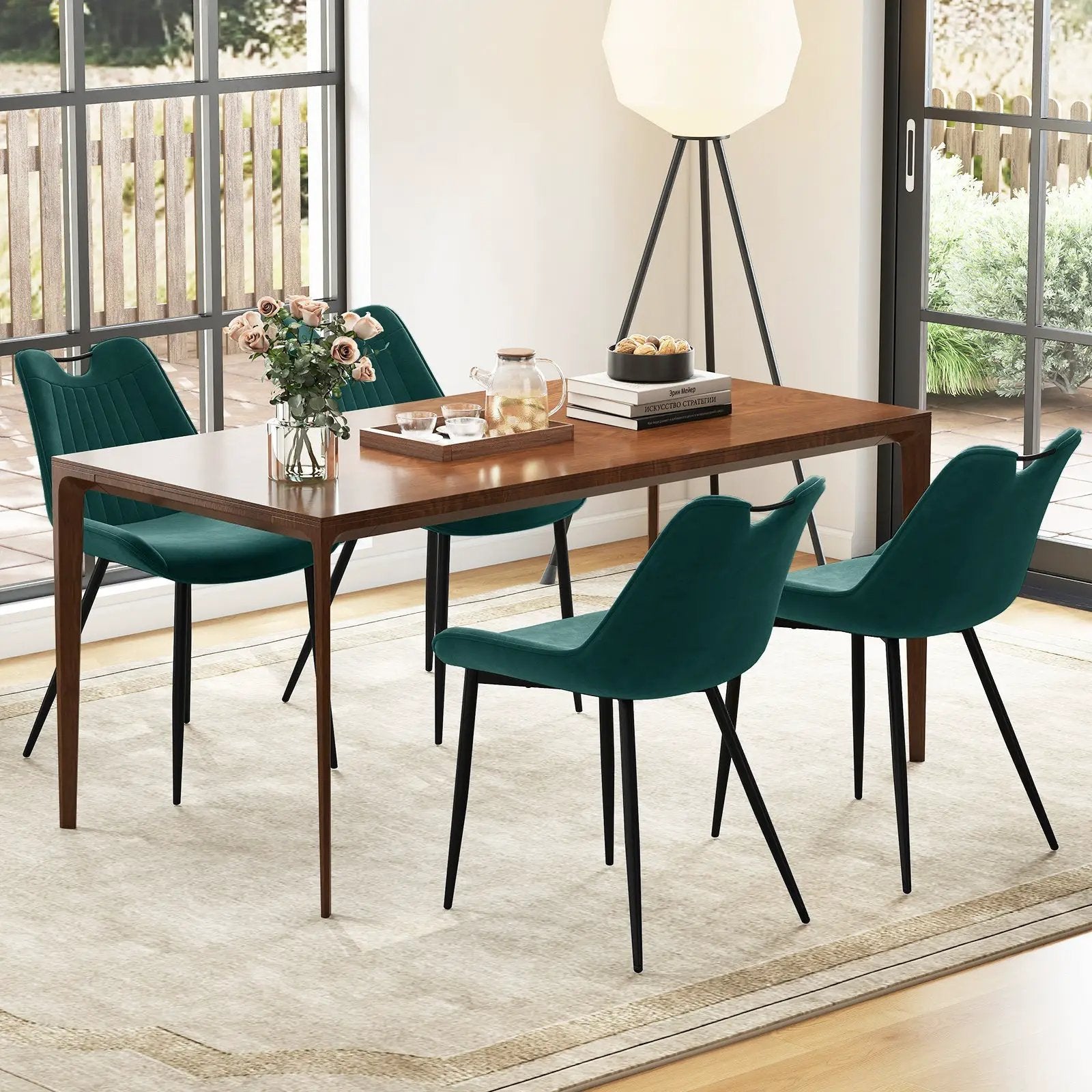 Dining Chair Set of 4 Faux Leather Upholstered Kitchen Chairs with Metal Legs by DirectDeals