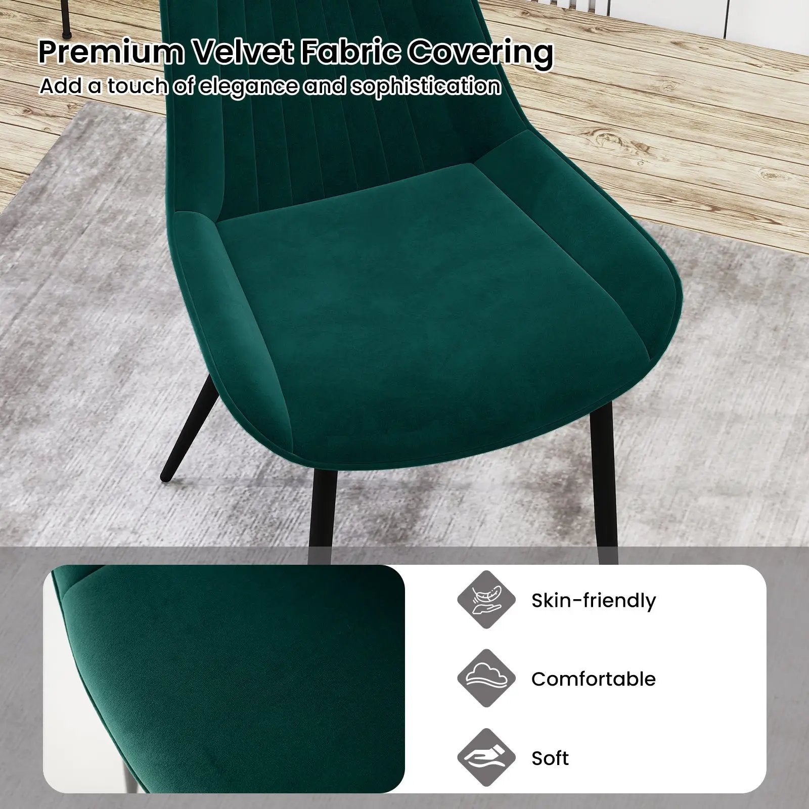 Dining Chair Set of 4 Faux Leather Upholstered Kitchen Chairs with Metal Legs by DirectDeals