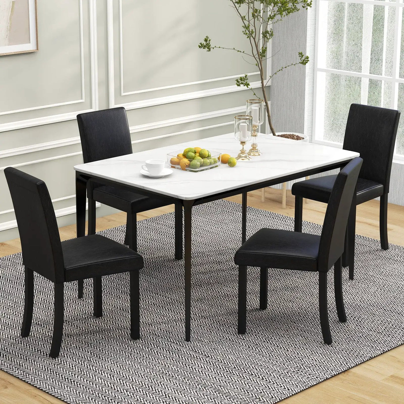 Dining Chair Set of 4 Upholstered Kitchen Dinette Chairs with Wood Frame by DirectDeals