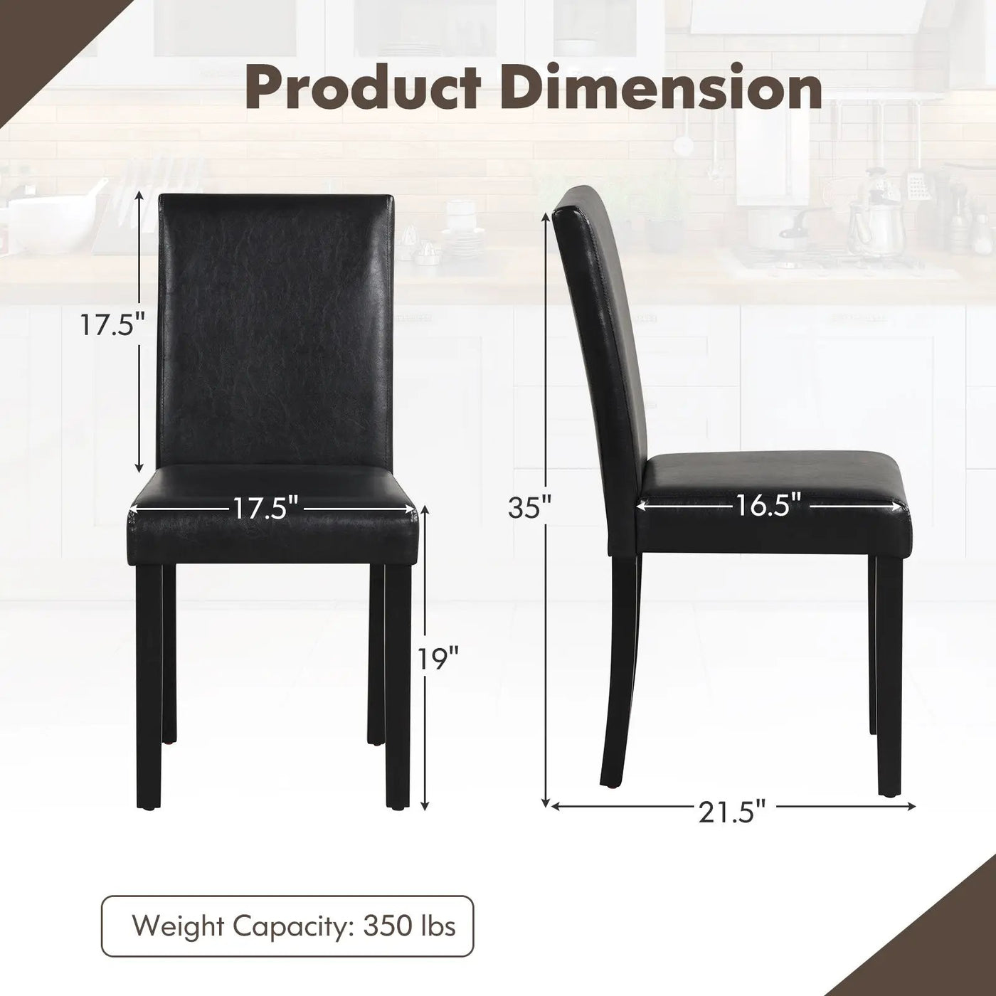 Dining Chair Set of 4 Upholstered Kitchen Dinette Chairs with Wood Frame by DirectDeals